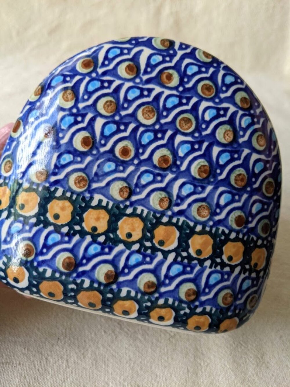 Handpainted Polish Pottery Napkin Holder Unikat Signature Signed